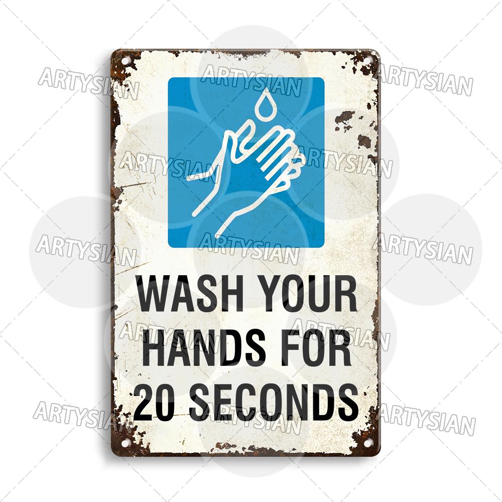 Hygiene Metal Sign No Shoes No Food Drink Restaurant Office School Public Space Plaque Wash Your Hand Sanitizer Keep Clean Sign