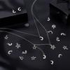 120Pcs 12 Styles Tibetan Style Alloy Pendants Lead Free and Cadmium Free Moon & Star Antique Silver 14.5~20x9.5~16.5x1~3.5mm Hole: 1.5~3mm