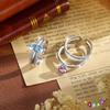 S925 Sterling Silver 2-in-1 Couple Ring, Natural Crystal Topaz Adjustable Band, Luxury INS Style Minimalist Jewelry, Gift for Lovers