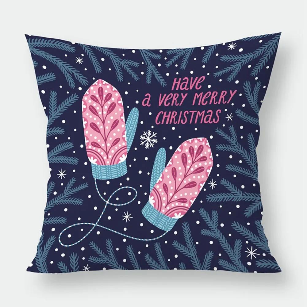 Christmas Printed Sofa Bedroom Living Room Pillow Seats Decorate Christmas Printed Printed Cushion Cover Decoración Navideña