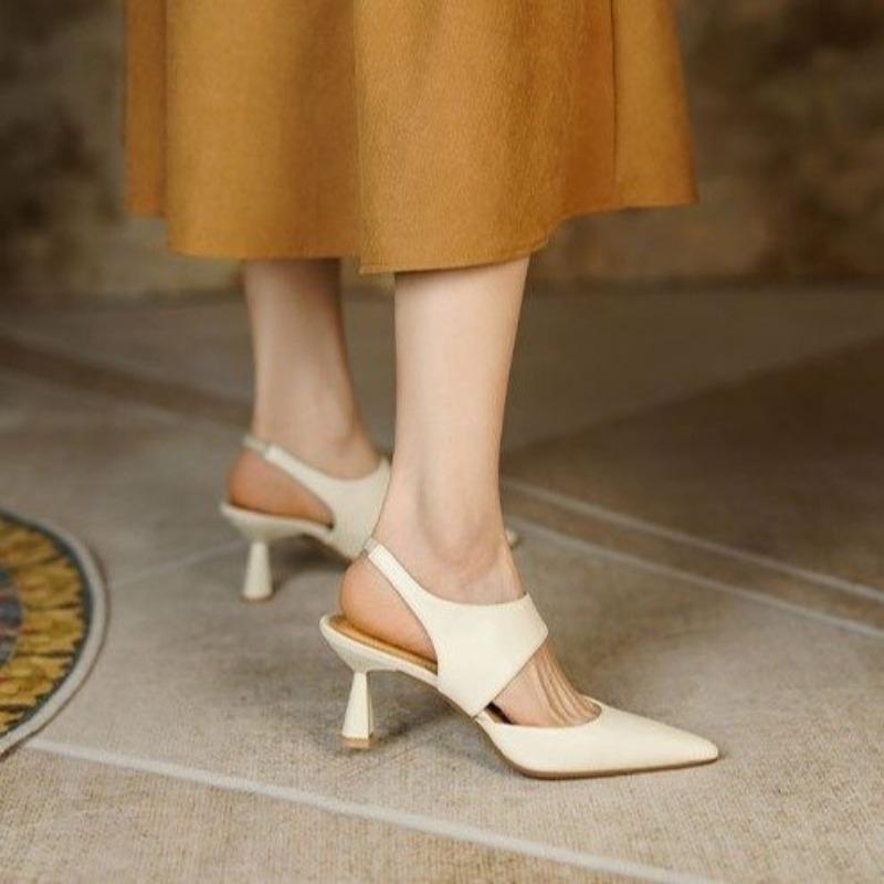 Sandală de Modă Stiletto cu Toc Înalt Francez Vârf Ascuțit Culoare Solidă Pantofi de Damă Piele Formal cu Toc Pompe Sandale Damă Mărime Plus 40
