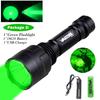 LED Tactical Hunting Flashlight 350LM 600-800 Yards Range C8 Green Red White 1-Mode Torch USB Rechargeable Lantern Lights Set