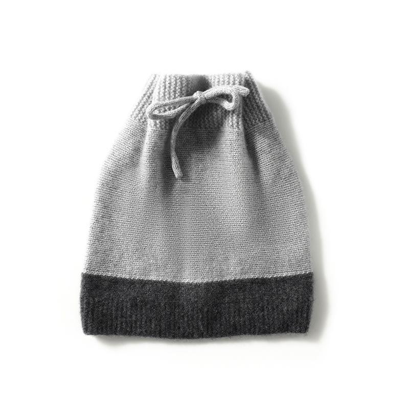 

Cashmere Autumn and Winter New Women s Knitted Hat Casual Color Matching Drawstring Warm Ear Protection Baotou Hat One size