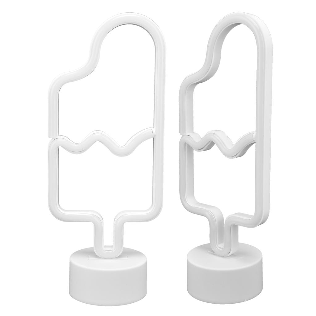 LED Neon Lamp Cute Ice Cream Neon Sign Light with Base Baby s Room Bar Party Decoration Warm LightPink Light
