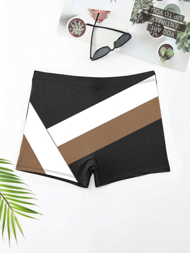 2024 Herre Europeiske & Amerikanske Fargeblokk Badeshorts - Trendy, Stilig & Sexy