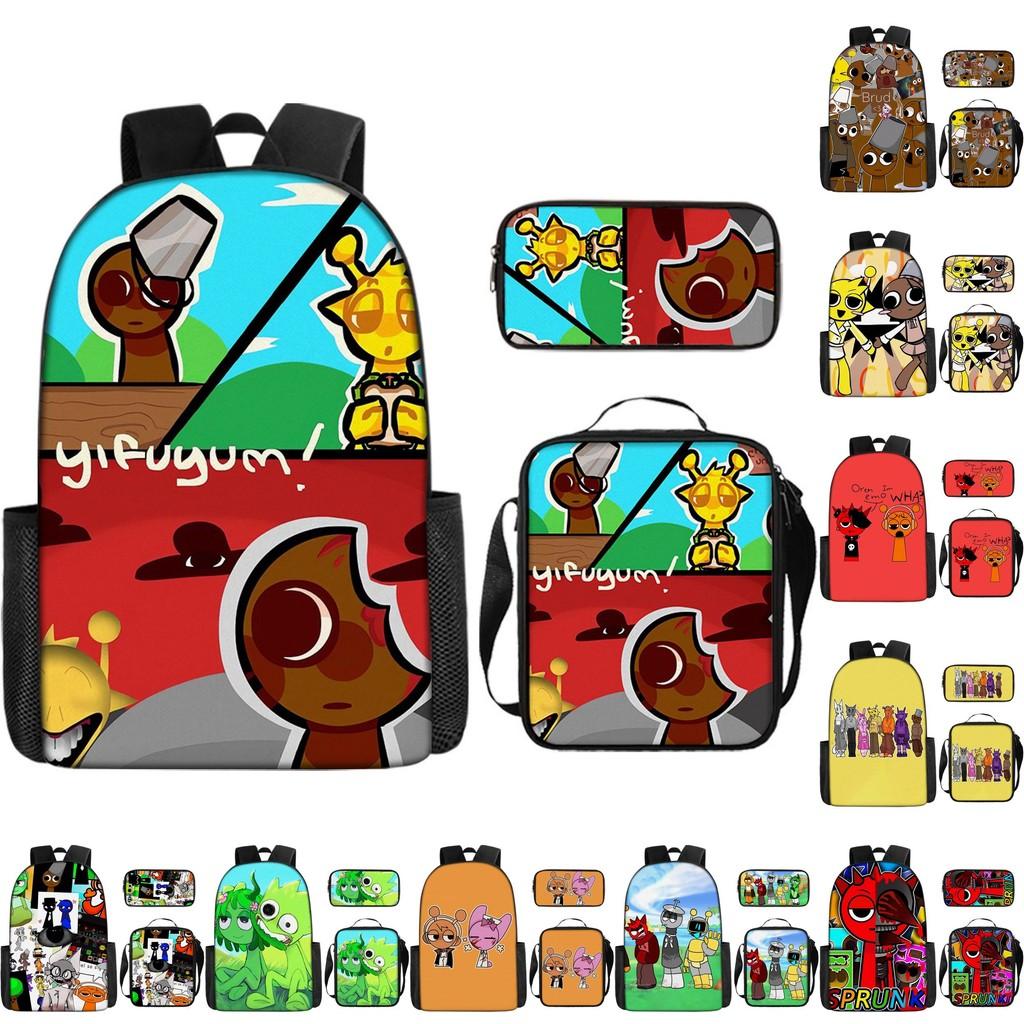 Game Incredibox Sprunki Pattern Large Capacity Three Piece Students School Bag