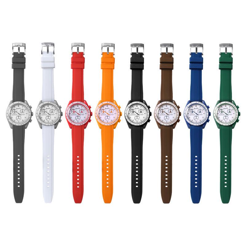 Curved Silicone Strap for Omega X Swatch Moonwatch, 20/22mm