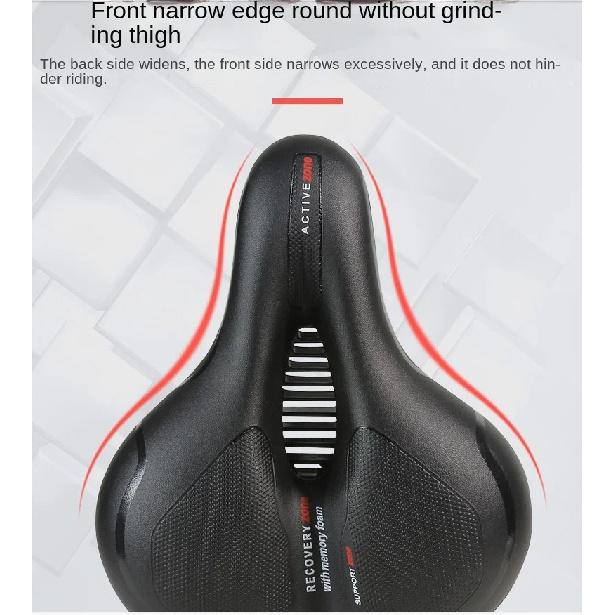 Hollow Breathable Bicycle Saddle Men Women MTB Road Bike Saddle Shock Absorbing Comfortable Big Butt Bike Seat Safety Warning