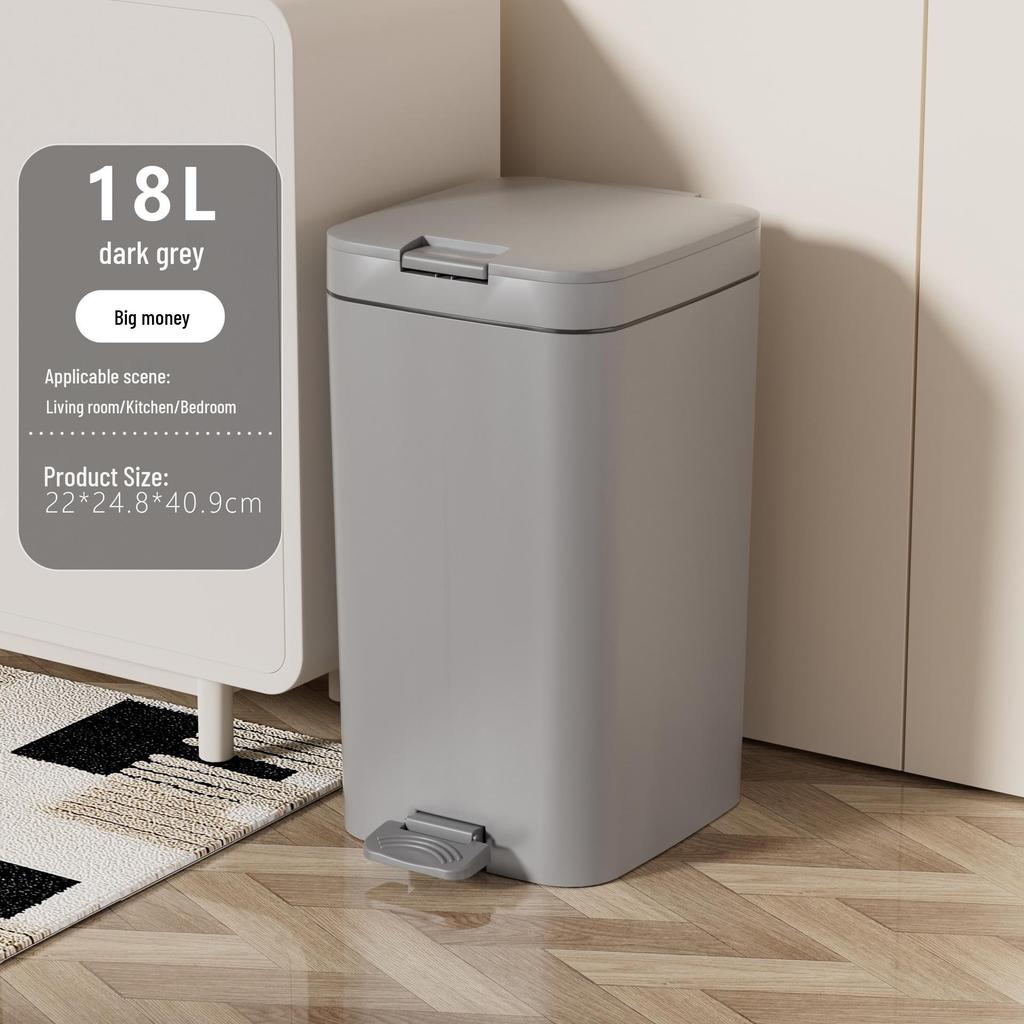 High-End Large Capacity Plastic Foot Pedal Trash Can for Bathroom and Living Room