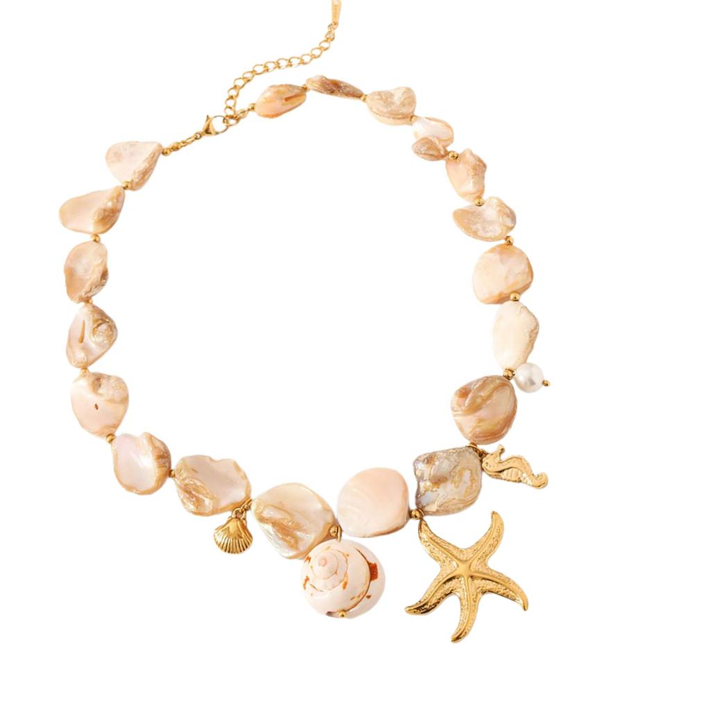 Adjustable Length Stainless Steel Bohemian Ocean Starfish Shell Necklace/bracelet Jewelry For Summer Beach Vacation Gift