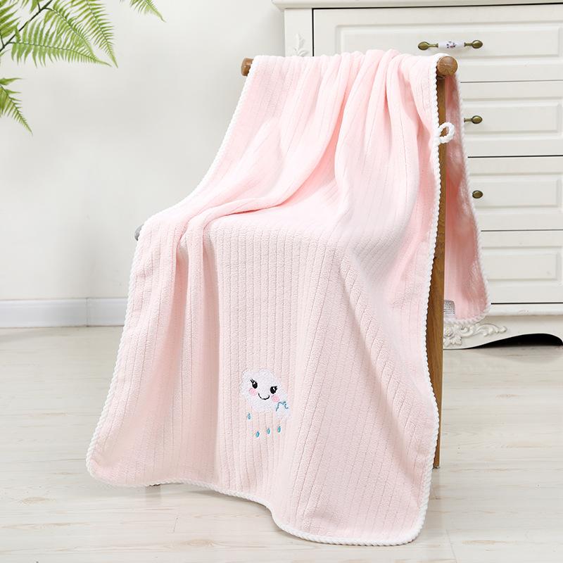 Towel New coral fleece striped cloud bath towel Cartoon soft absorbent large bath towel Children's adult bath towel
