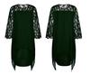 European and American Lace Splicing Seven-quarter Sleeves Irregular Hem Chiffon Dress, Spot