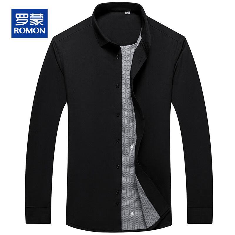 ROMON Men's Goose Down Padded Loose Fit Long-Sleeve Shirt Jacket