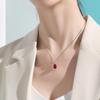 [FH.bird] July Birthstone Necklace for Women, Popular Drop Design "Love Stone," Sterling Silver 925, Hypoallergenic, Simple Design, 40+5cm