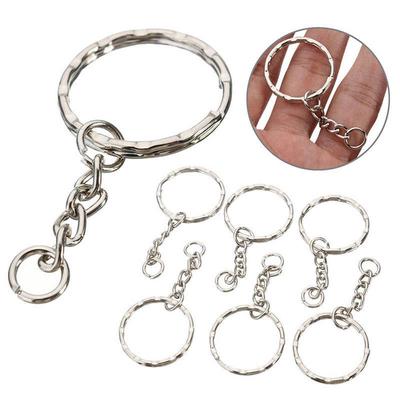 25mm NEW Polished Silver Split Ring Short Chain Key Fob Keychain Keyring