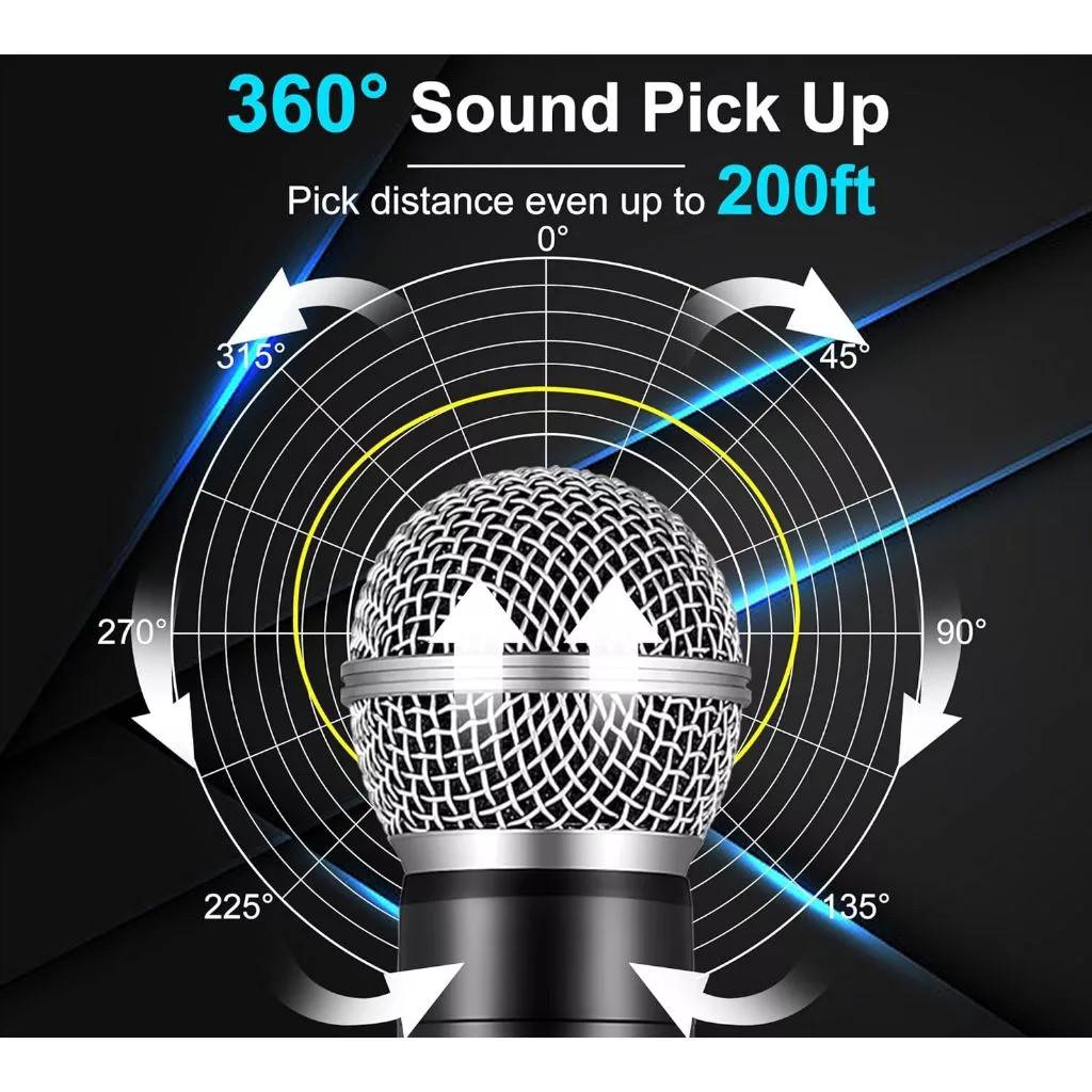 2 In 1 UHF Wireless Microphone Karaoke Dual Handheld Dynamic Microphone with Rechargeable Receiver For Home KTV Sing