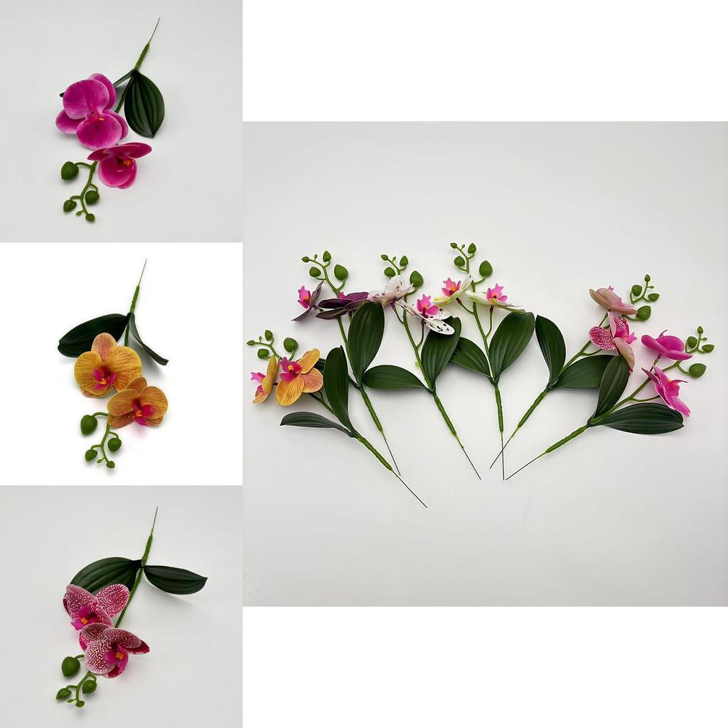 Butterfly Orchid Faux Flower For Hotel And Bedroom Decoration With Realistic Leaves For Photography Props