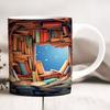Books Lover Library Ceramic Coffee Mug Bookshelf Bookshelf Tea Cup Reading