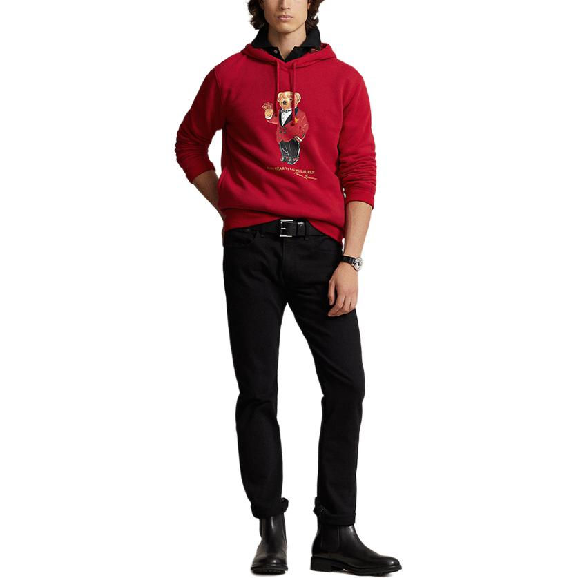 Polo Ralph Lauren SS24 Letter Bear Print Casual Hoodie Men hoodies Red MNPOKNI16823377-600