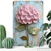 Vintage Blue Hydrangea Iron Metal Wall Art Home Office Decor