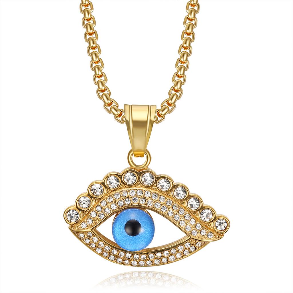 European and American Foreign Trade Cross-border New Model, Diamond-encrusted Blue Angel's Eye Pendant