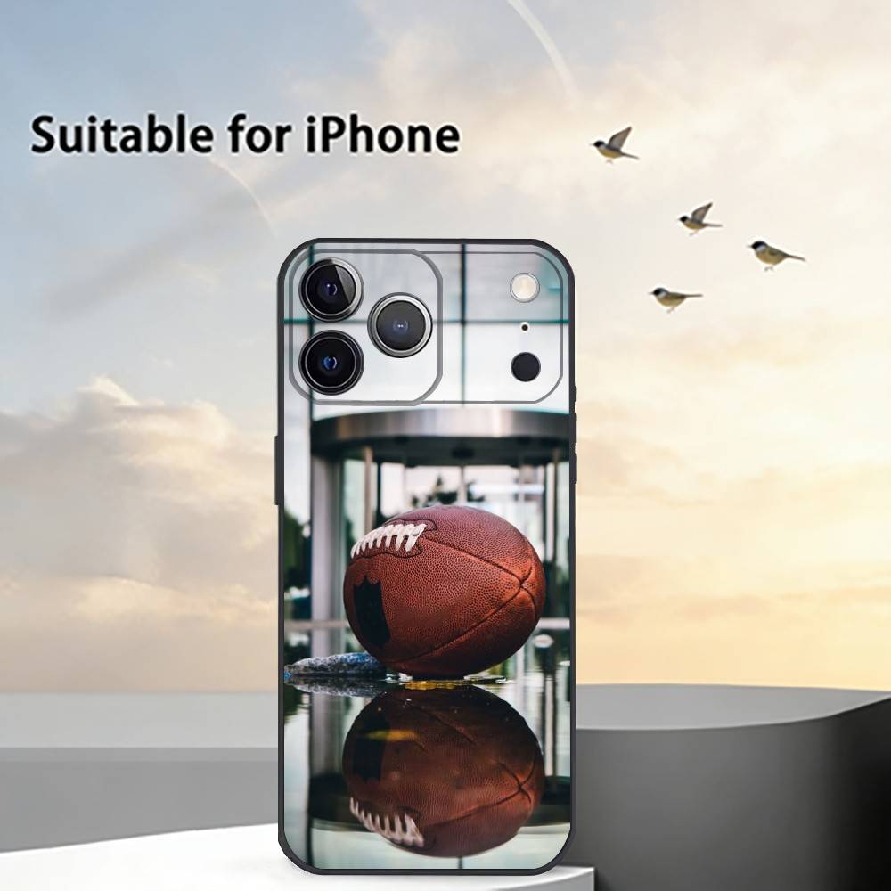 American Football Sport Phone Case For iPhone 17,16,15,14,13,12,11 Plus,Pro Max,XS,Soft Silicone Black Cover