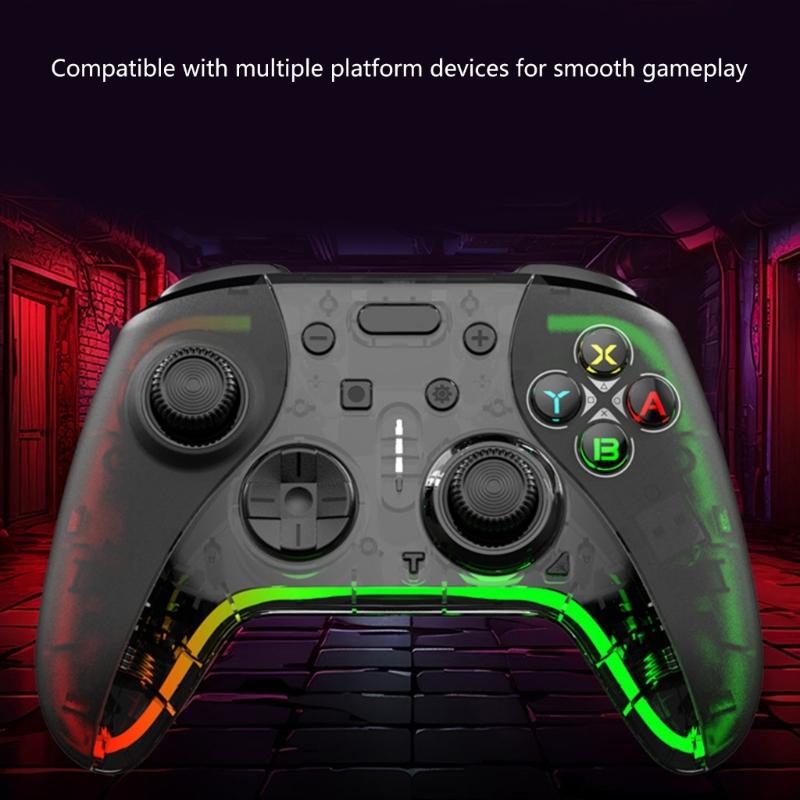 Gaming Controllers With Hall Triggers RGB LED Lights Remote Joystick Gamepad Accessories Bluetooth-compatible Controller