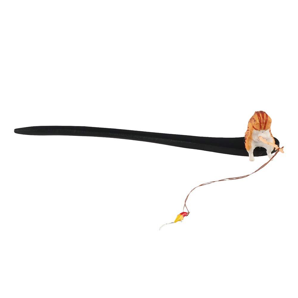 Fermacapelli Hanfu con Nappa Gatto Pescatore Bastoncino per Capelli in Legno Antico Per Ragazza