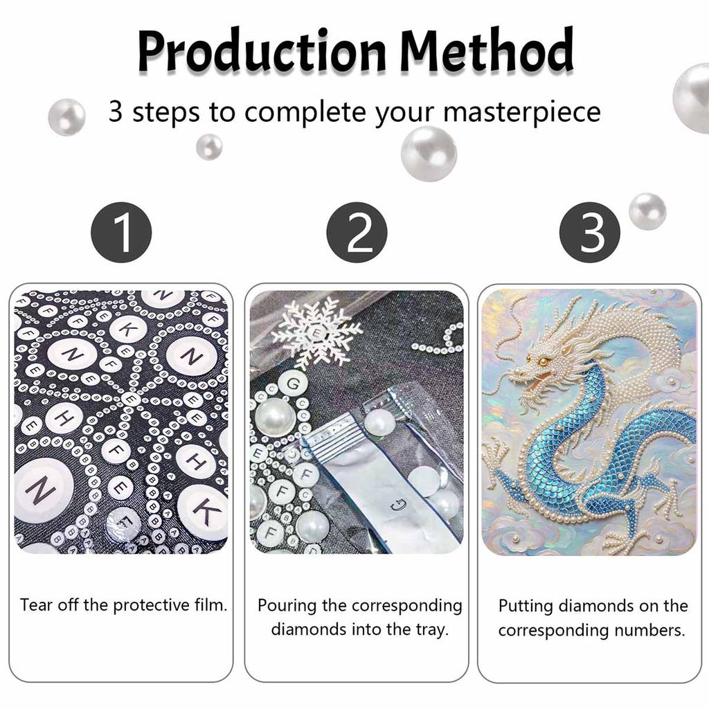 Dragon Pearl Kit 5D DIY Round Rhinestone Art Craft for Adults Home Wall Decoration Beginner Friendly Frameless Design 139