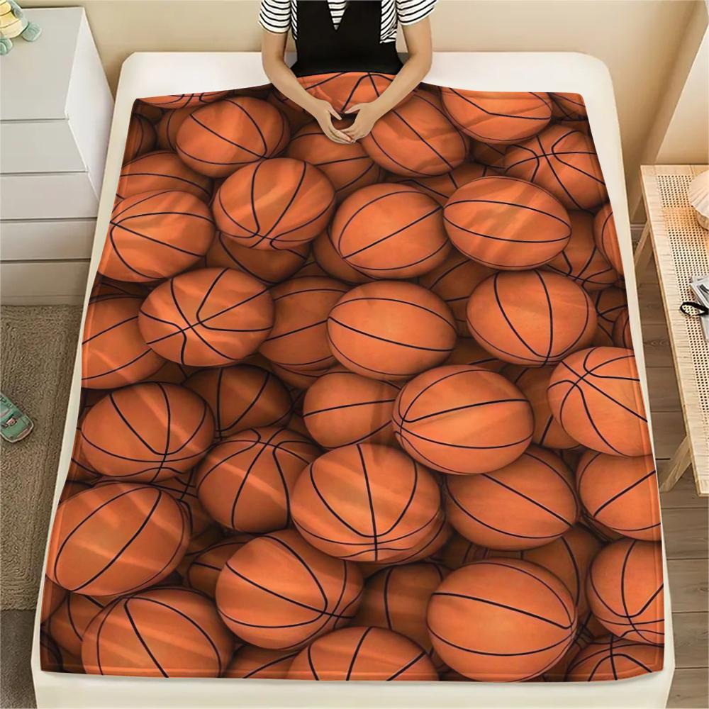 1Pc Basketball Print Flannel Blanket, High Quality Comfortable for All Seasons, Home Decor, Warmth and Comfort, Perfect for Christmas Gifts