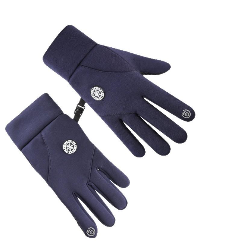 Winter Gloves Men's Plus Velvet Thickened Cycling and Driving Anti slip Touch Screen Leaking Two Fingers Waterproof Windproof Cold Warm Gloves