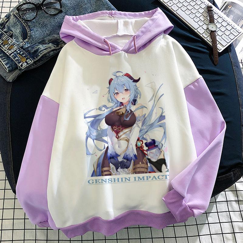 Hoodies Game Genshin Impact Splicing Women 3D Long Sleeve Couple Sweatshirt Pullover Cosplay Oversized Girls Hoodie