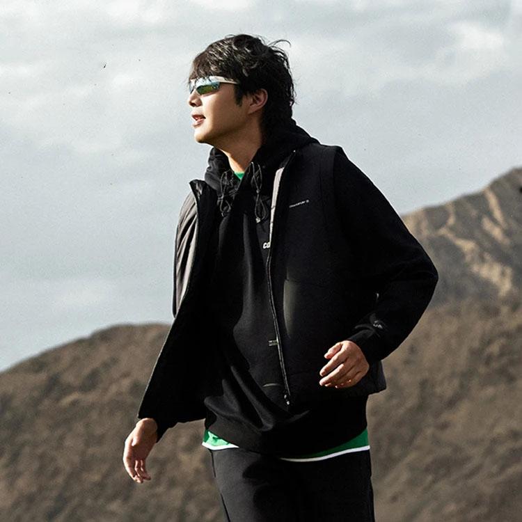 Li-Ning CF Series Solid Color Zip Stand Collar Sleeveless Vest Men Vests Black AMMT019-1