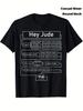Unisex T-shirt Hey Jude Koszulka z grafiką - Unisex Czarna Koszulka z Krótkim Rękawem, Lekka i Oddychająca. Klasyczny Sty