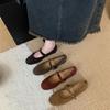 Comfortable Soft Sole Round Head Square Head Mary Jane Shoes Women's Shoes Spring and Autumn Leather One-word Belt Retro Skirt Single Shoes
