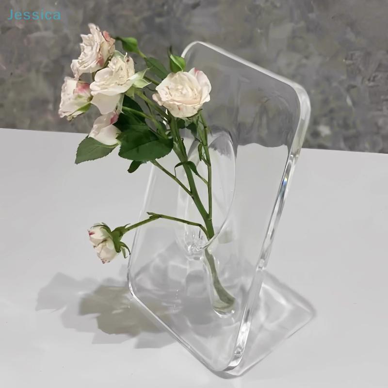 Acrylic Clear Photo Frame Flower Vase Modern Flower Display Desktop Decor Flower Vase