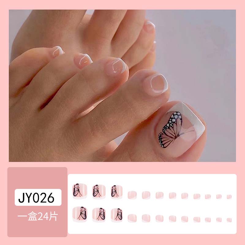 24 Künstliche Zehennägel Mit Strass – Pink, Quadratisch, Mit Zubehör Für DIY Pediküre