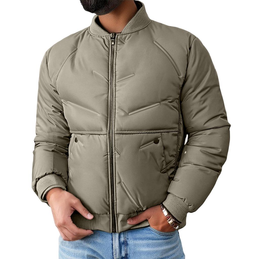 Men's Baseball Collar Thickened Windproof Keep Warm Down Cotton-Padded Jacket Coat