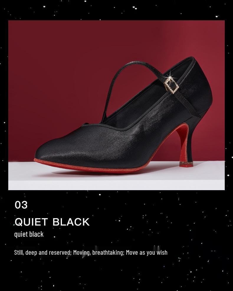 Scarpe Professionali da Ballo per Donna con Tacco Medio-Alto e Suola Morbida per Tango & Valzer
