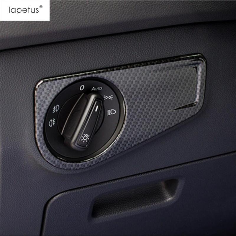 Car Head Light Lamp Switch Control Panel Decoration Cover Trim For Volkswagen VW Tiguan MK2 2016 -  Carbon Fiber Accessories