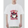 Christmas T-Shirt Black Howdy Santa with Cowboy Hat and Sunglasses Peace Signs Holiday Party Wear