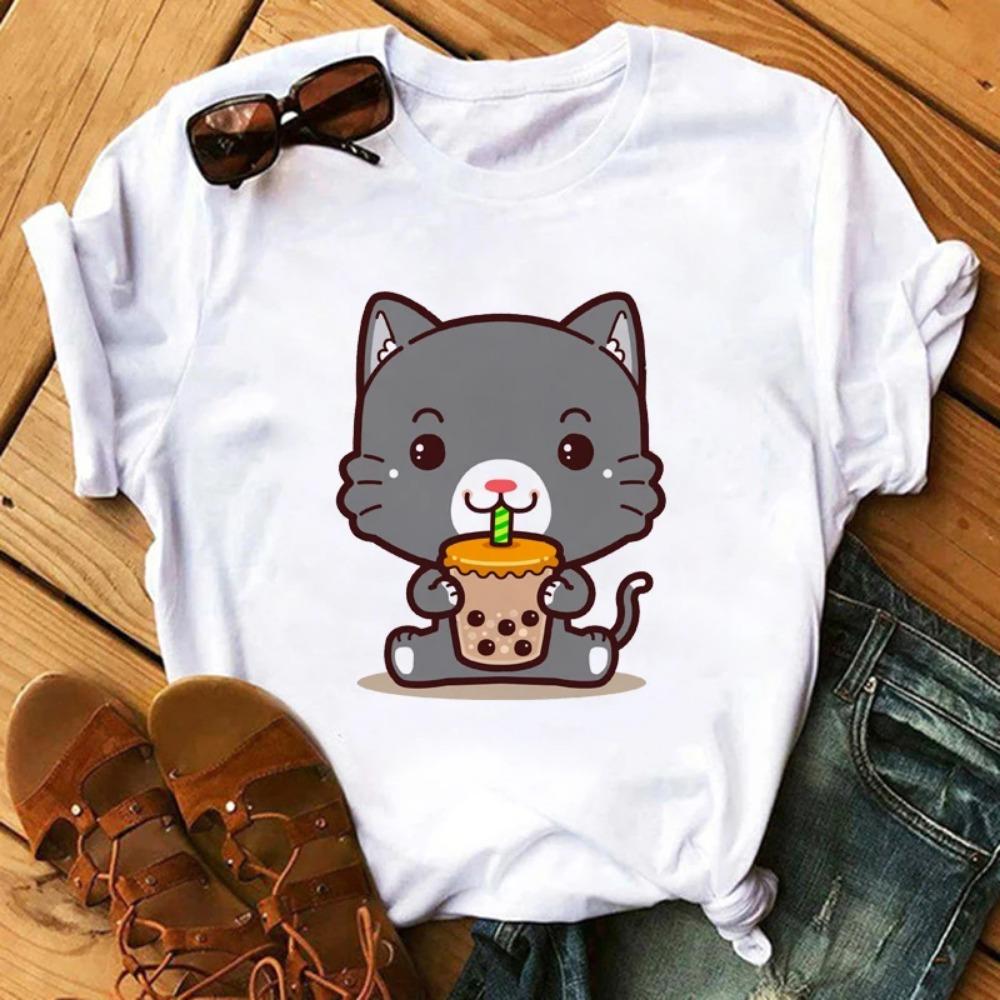Funny Retro Casual Women's T-shirt Cute Women's Street Wear Panda Pattern Round Neck Short-sleeved Fashion Tea Print Aesthetic Clothing
