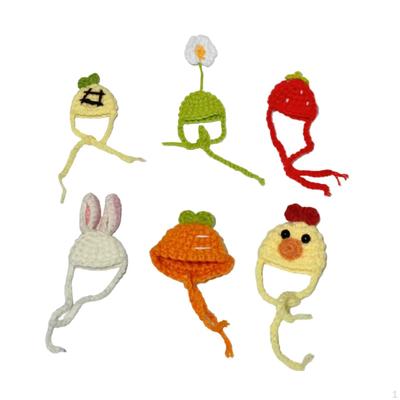 6 Stück Gänse Outfits Hüte Schreibtisch Kleidung Kostüm Gestrickte Kopfbedeckung Mini für Zuhause