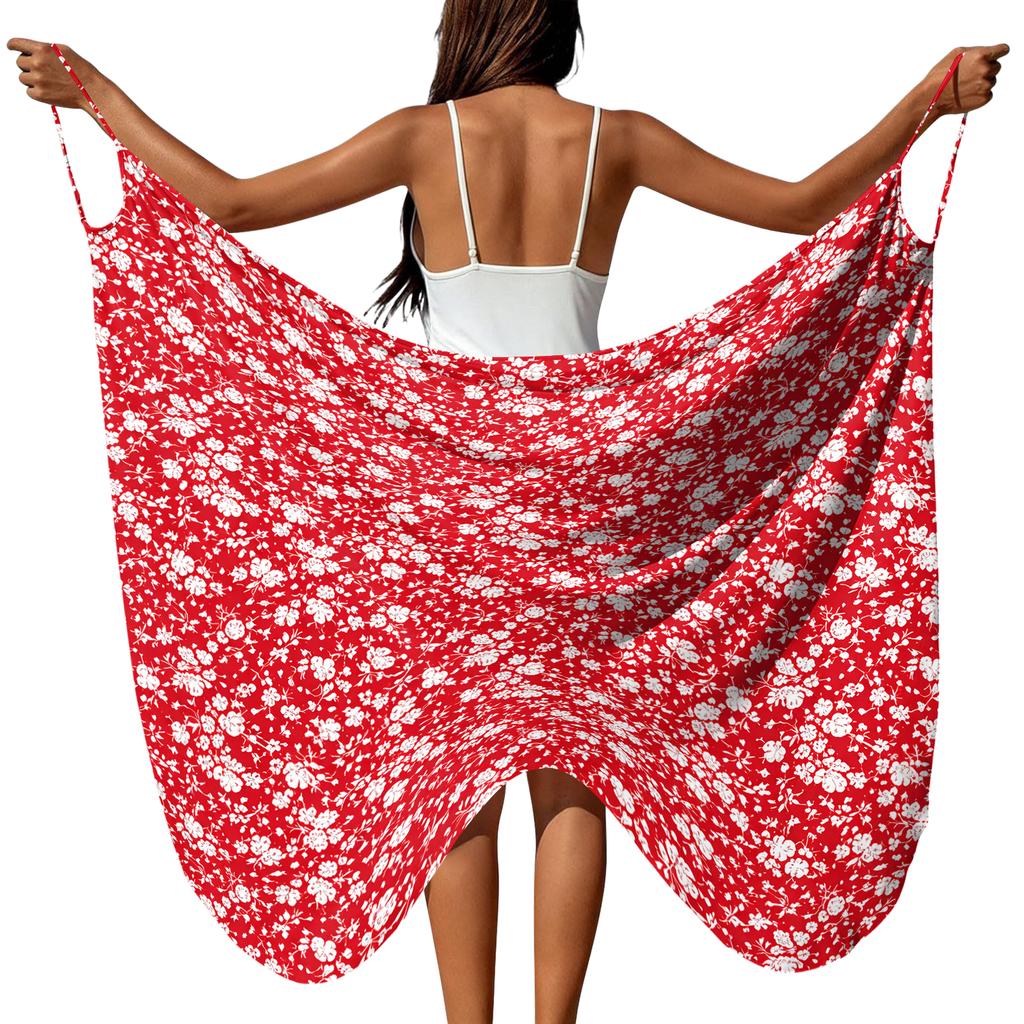 Women Beach Cover Up Wrap Skirt Cross Shoulder Straps Lightweight Swimwear Sarong for Summer Poolside or Beachwear