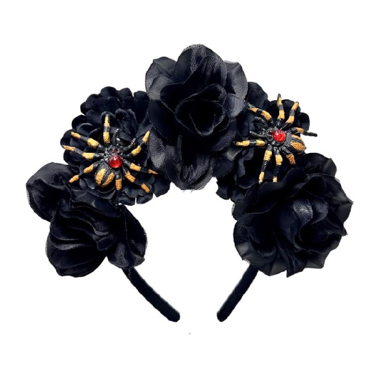Halloween Bride Flower Crowns Headbands Wedding Spiders and Floral Hair Accessory for Costume Parties Props