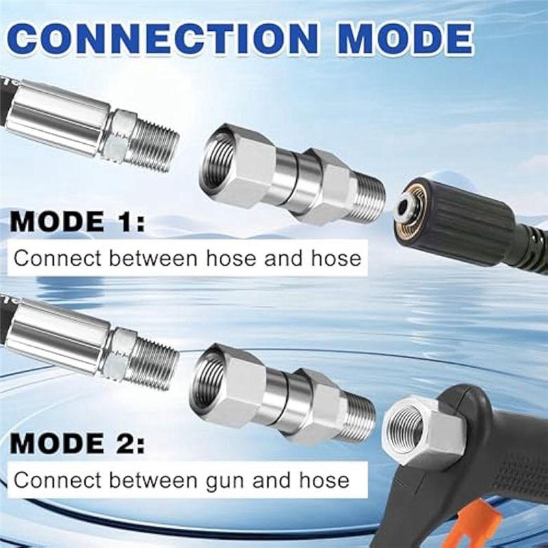2Pcs 3/8Inch NPT Pressure Washer Swivel Fitting,Anti-Twist 3/8Inch Swivel Male To Female Adapter,360° Swivel Connector
