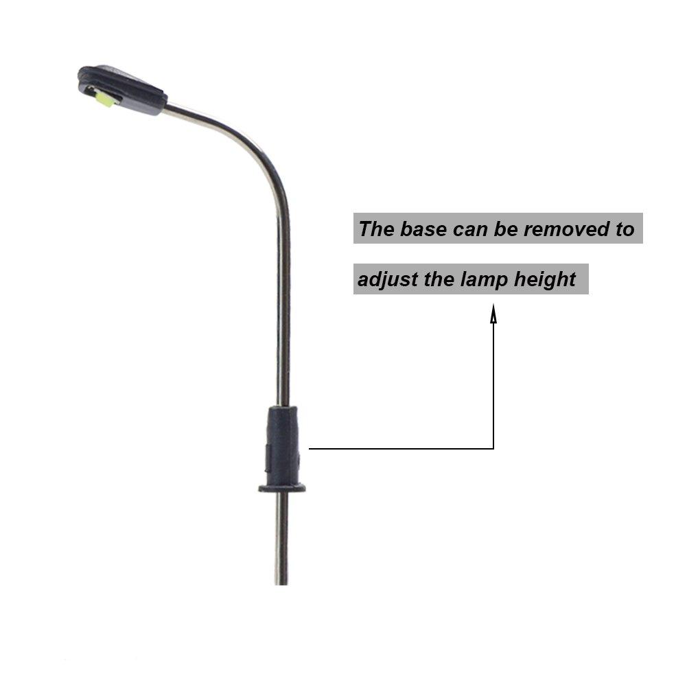 LED Street Warm Ideal for Model and Scenery Educational DIY Projects 10-Pack Lights, White, 42mm, 1150-1220 Scale, Trains, Buildings, Dioramas,