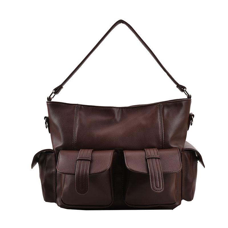 Women's shoulder bag 2025 winter new texture large capacity messenger bag double pocket armpit bag