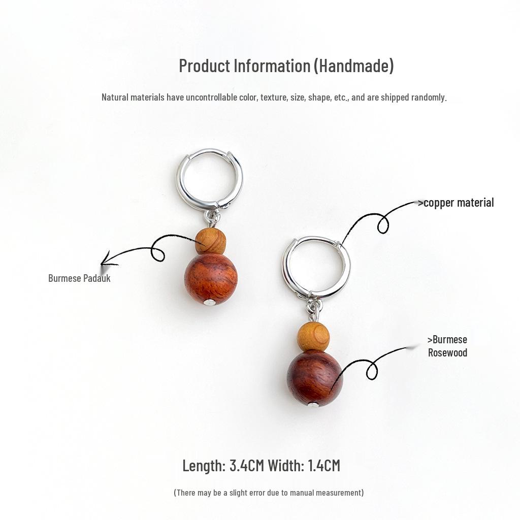 

Элегантные серьги-каффы в стиле дзен с бусинами: Ретро-китайские деревянные серьги