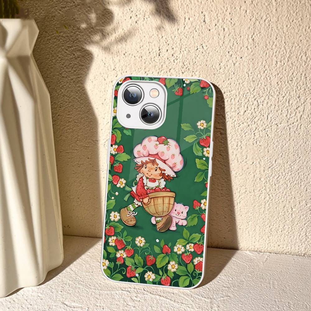 S-Strawberry-shortcake Girl For IPhone 14 13 12 Mini 11 Pro XS Max X XR 14 Plus Tempered Glass Cover